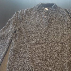 Old Navy | Men's Grey Heather Quarter Button Up Mock Neck Sweater (Size XL)